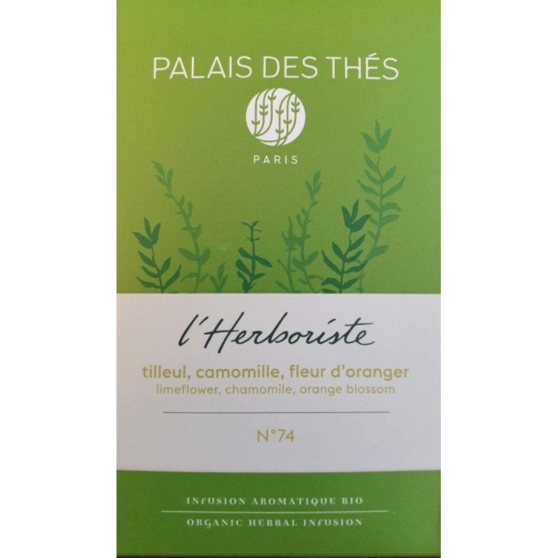 Tilleul, Camomille, Fleur d'Oranger BIO, L'Herboriste N°74, 20 mousselines