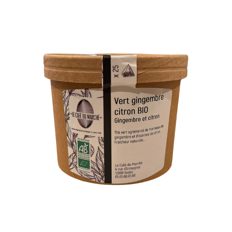 Boite de 25 mousselines, Vert Gingembre Citron BIO, Vert-Tiges