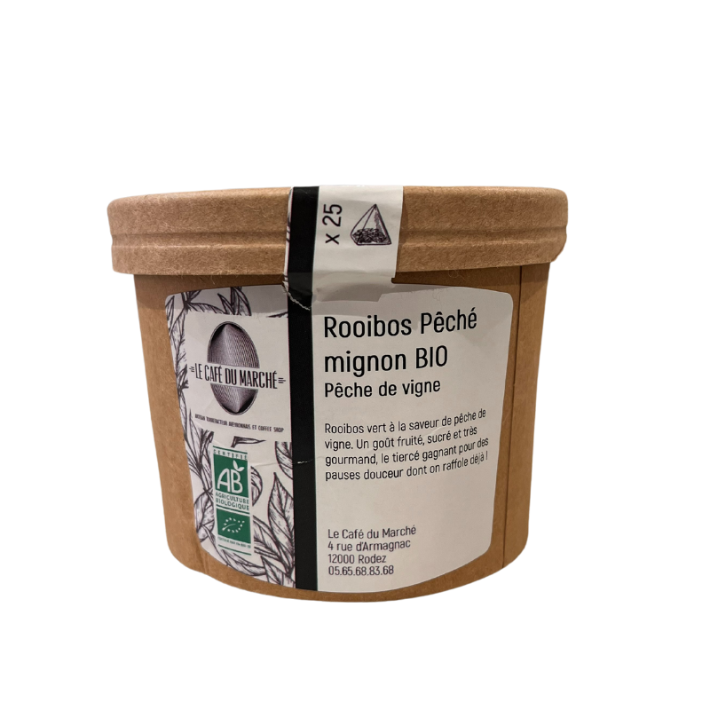 Boite 25 mousselines, Rooibos Pêché mignon BIO, Vert-Tiges